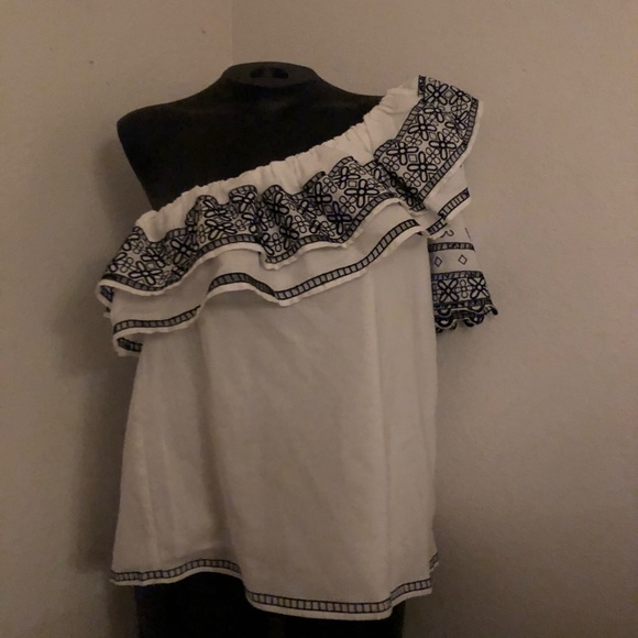 Parker NY Mary Embroidered One-Shoulder Blouse - Picture 2 of 3